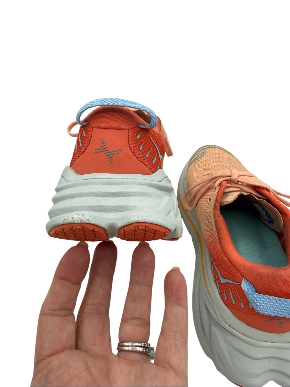 HOKA Bondi X Size 7 Orange & Blue Running Sneakers - Picture 10 of 16